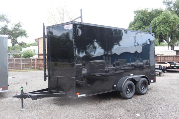 7x14 V Nose Cargo Trailer with Ladder Rack