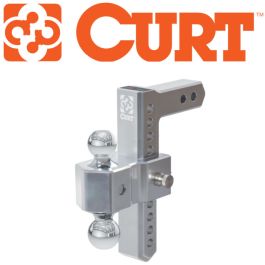 CURT AlumaLite Adjustable Dual-Ball Mount with 2" & 2-5/16" Balls, 9-1/2" Drop #45366