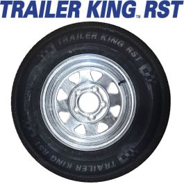 TRAILER KING ST185/80R-13" RADIAL Tire with Galvanized Rim, Load Range C